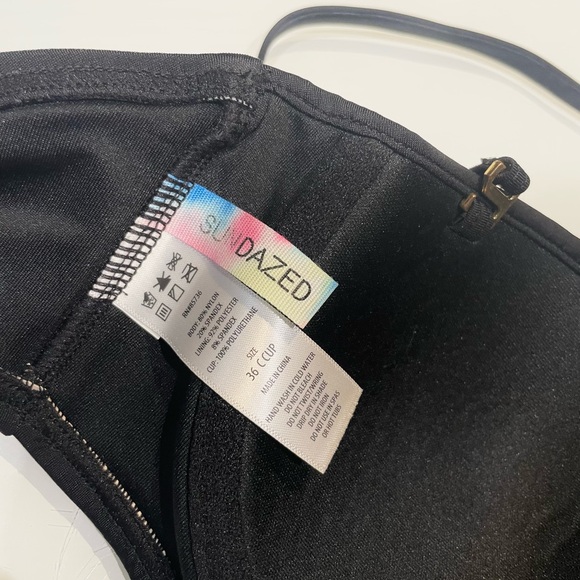 Tie-back Bandeau Bikini Bathing Suit Top with Removable Neck Strap - Black - Picture 5 of 9